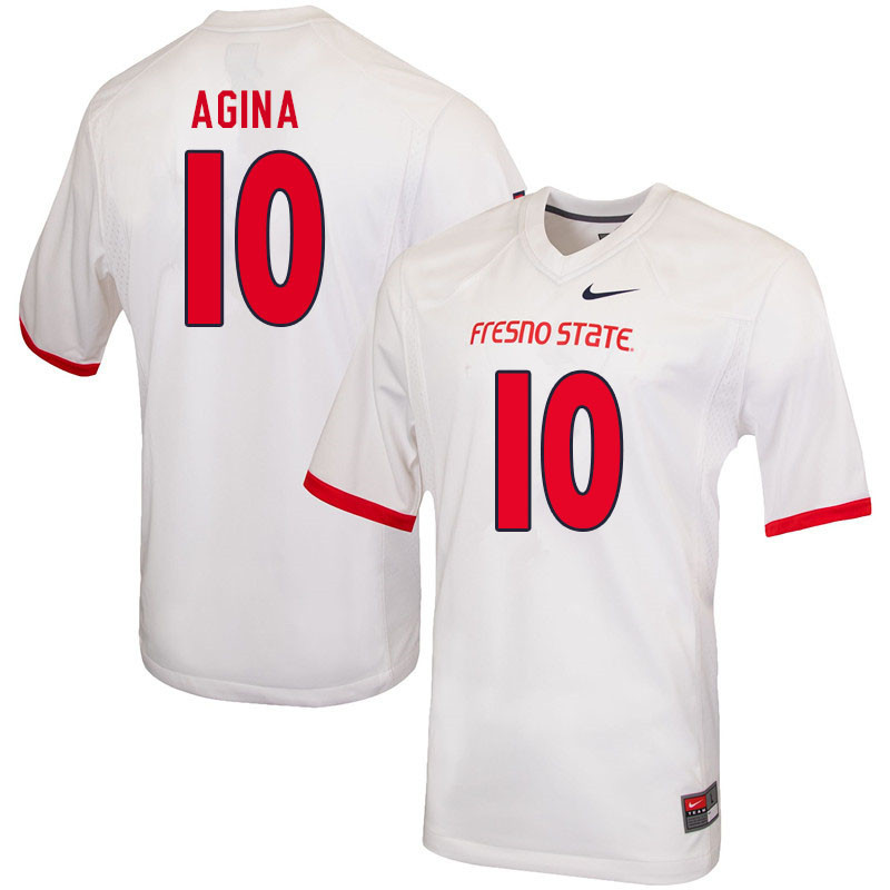 Men #10 Kosi Agina Fresno State Bulldogs College Football Jerseys Sale-White - Click Image to Close